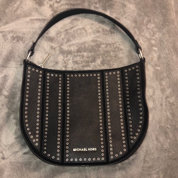 Michael Kors Handbags - Used once … Michael Kors Brooklyn black with silver grommets purse